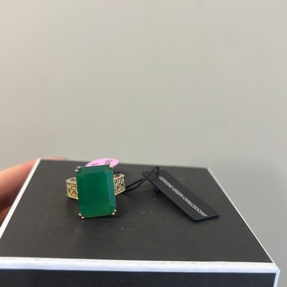 Gemolio Sterling Silver Green Chalcedony Ring size 9 - Picture 3 of 9